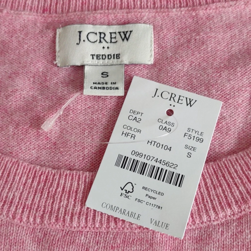 J. Crew Factory Size Small Pink Teddie Sweater - Picture 3 of 9